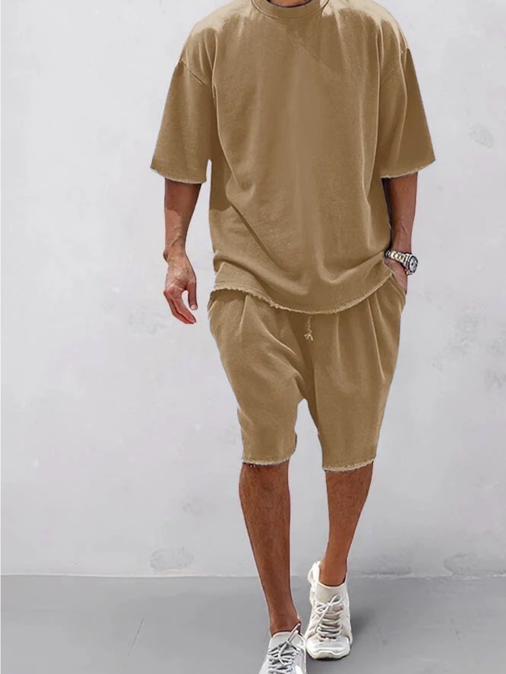 Men's Athletic Drawstring Shorts in Khaki